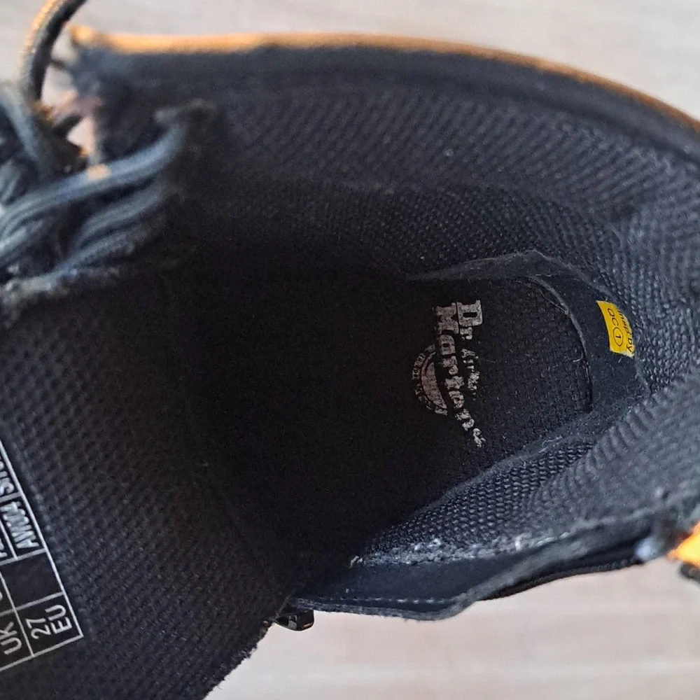 Dr. Martens 1460 T Blk Leather Lace-Up Side Zip Combat Boots Toddler Classic - Picture 9 of 10